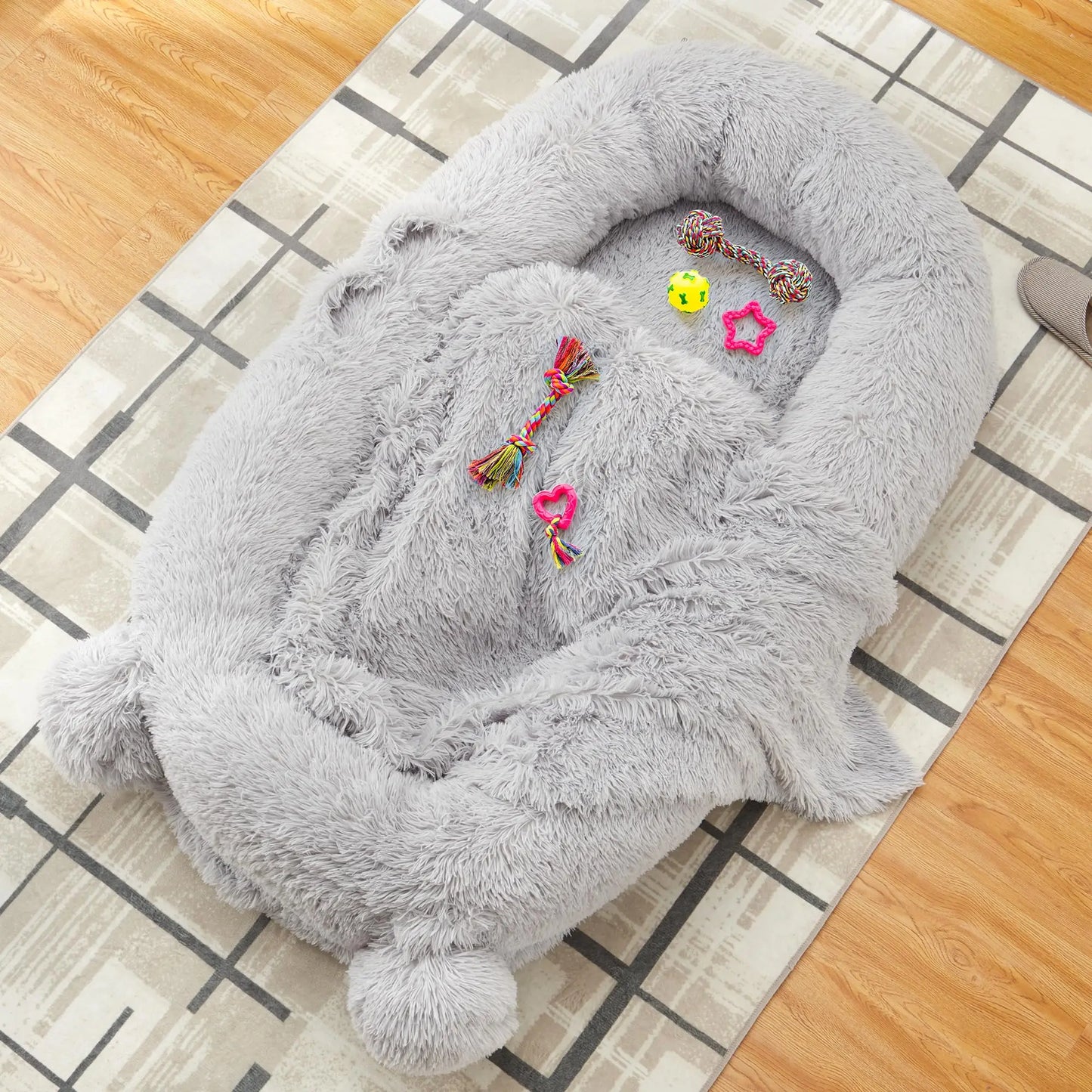 HiMISS Dog Bed With Removable Cover Blanket And Storage Pockets