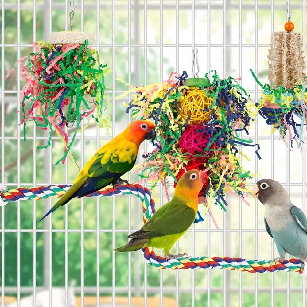Bird Chew Toys For Parrots Cage Hanging Paper Ball Foraging