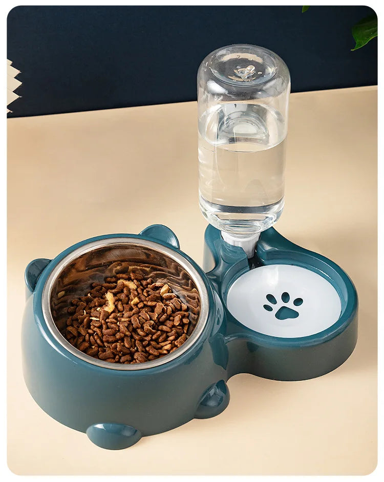 Raised Stainless Steel Double Pet Bowl For Cats And Dogs