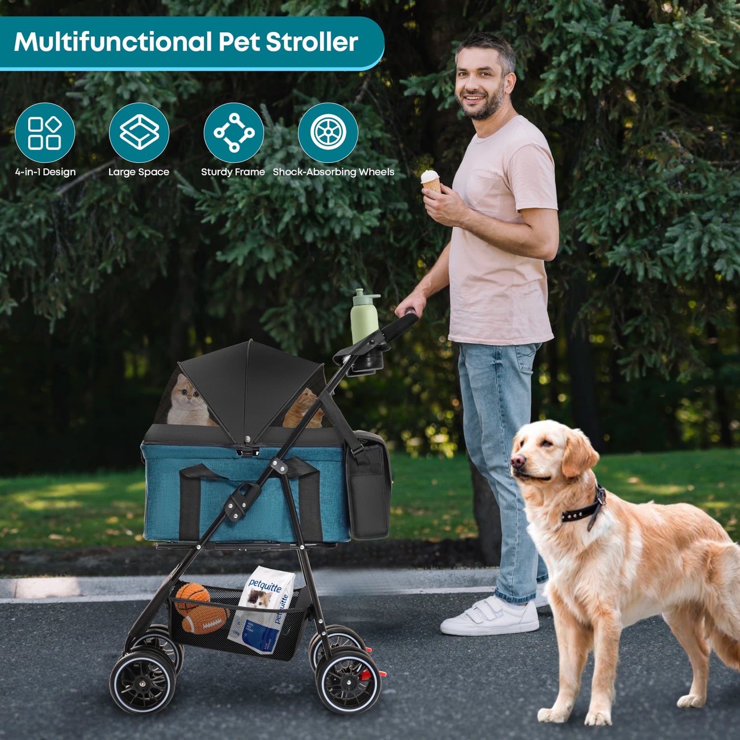 Chihuahua Three In One Pet Stroller For Dogs And Cats