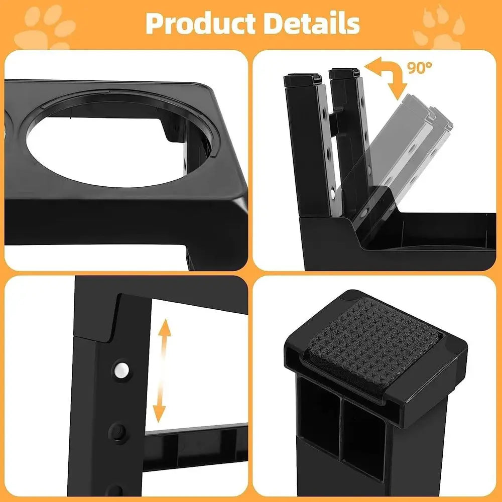 Adjustable Elevated Dog Bowl Stand With Stainless Steel Bowls