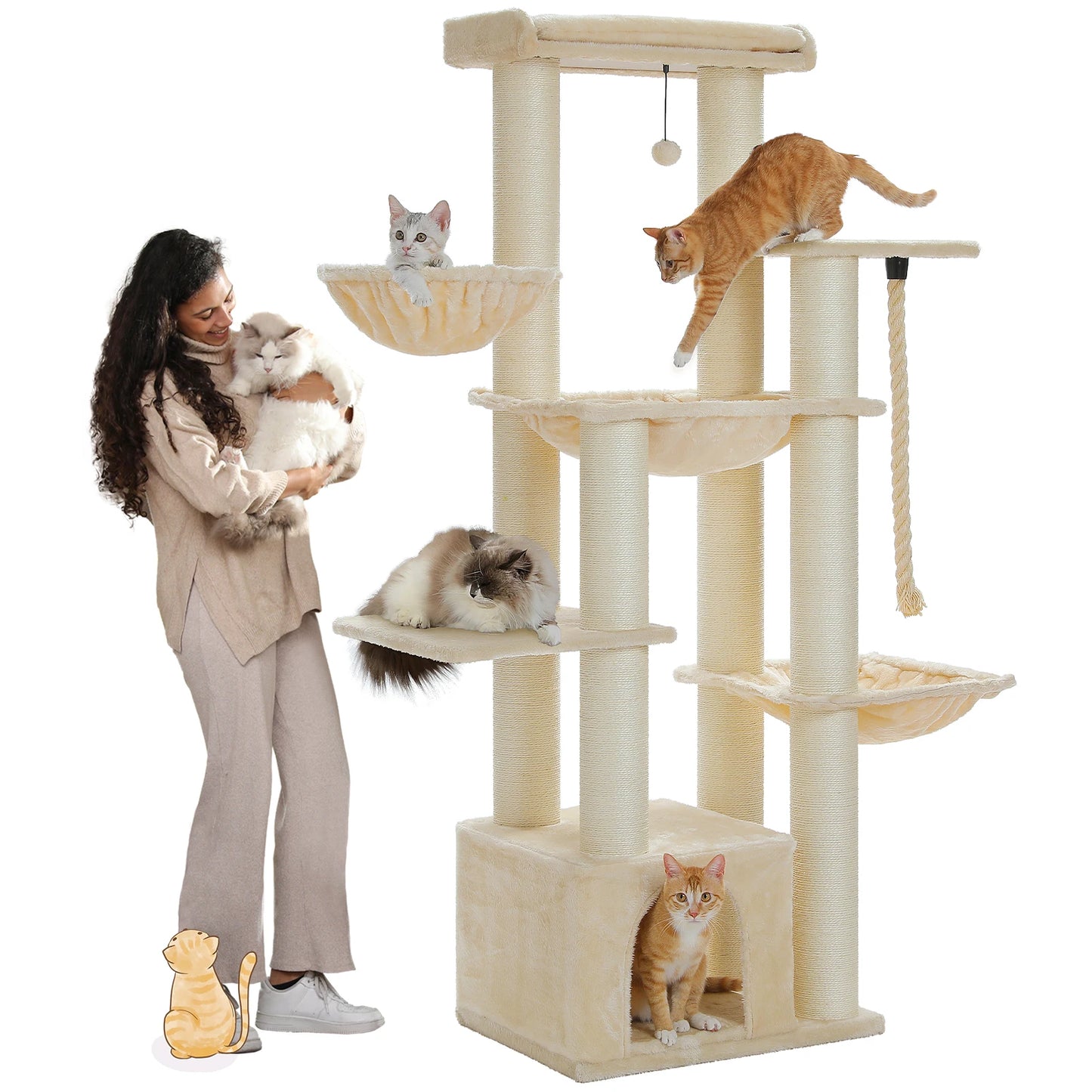 NONECN Cat Tower Indoor Multi Level Condo With Scratching Posts