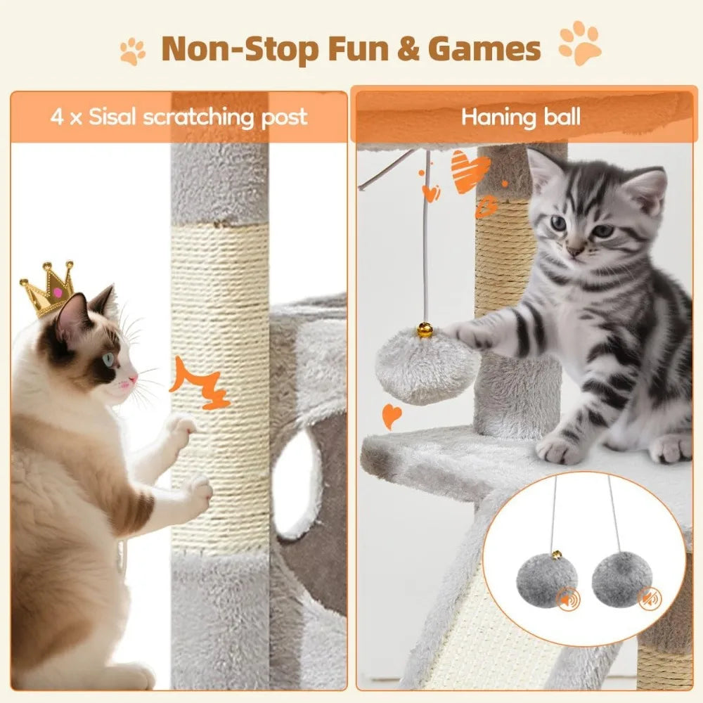 NBVCX Cat Tree With Condo And Plush Perch Indoor Cats