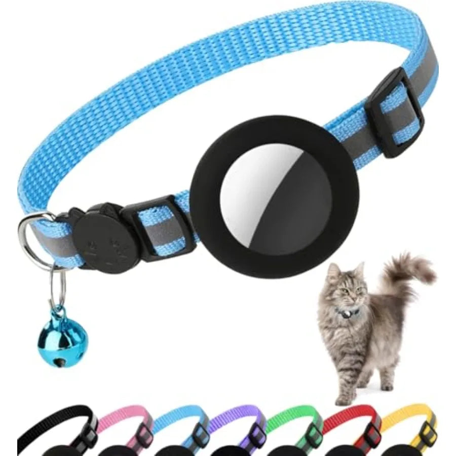 AirTag Cat Collar Breakaway Reflective Kitten Collar With Bell Holder