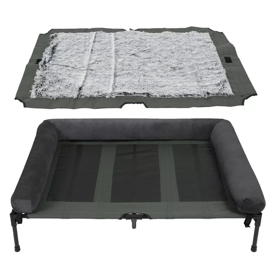 BINGOPAW Elevated Outdoor Cooling Dog Bed Lounger With Mesh Cot