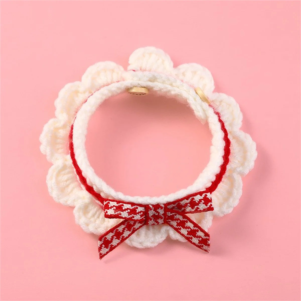 Cute Bow Knot Hand-Knitted Pet Collar Accessory for Small Pets