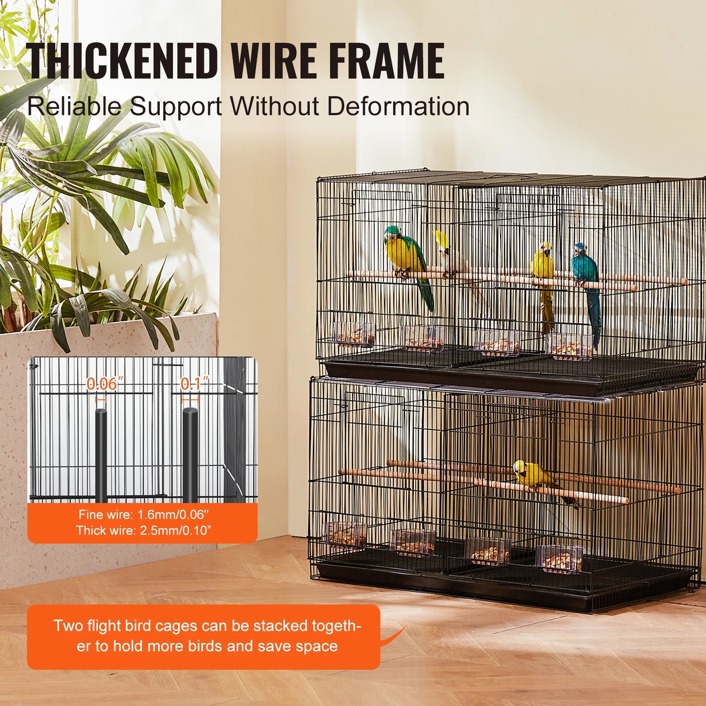 SucceBuy Stackable Divided Bird Cage For Travel With Handle