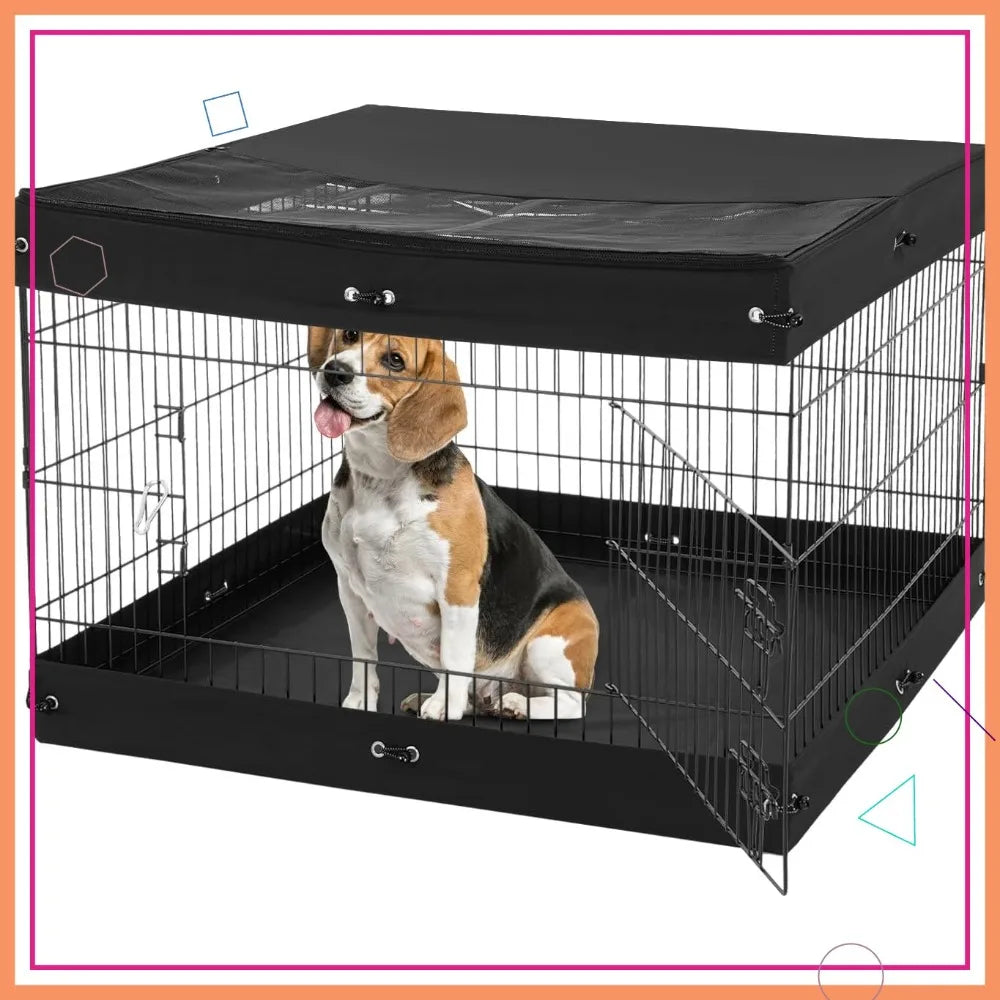 Dog Playpen 4 Panels Foldable Metal Exercise Pen With Door