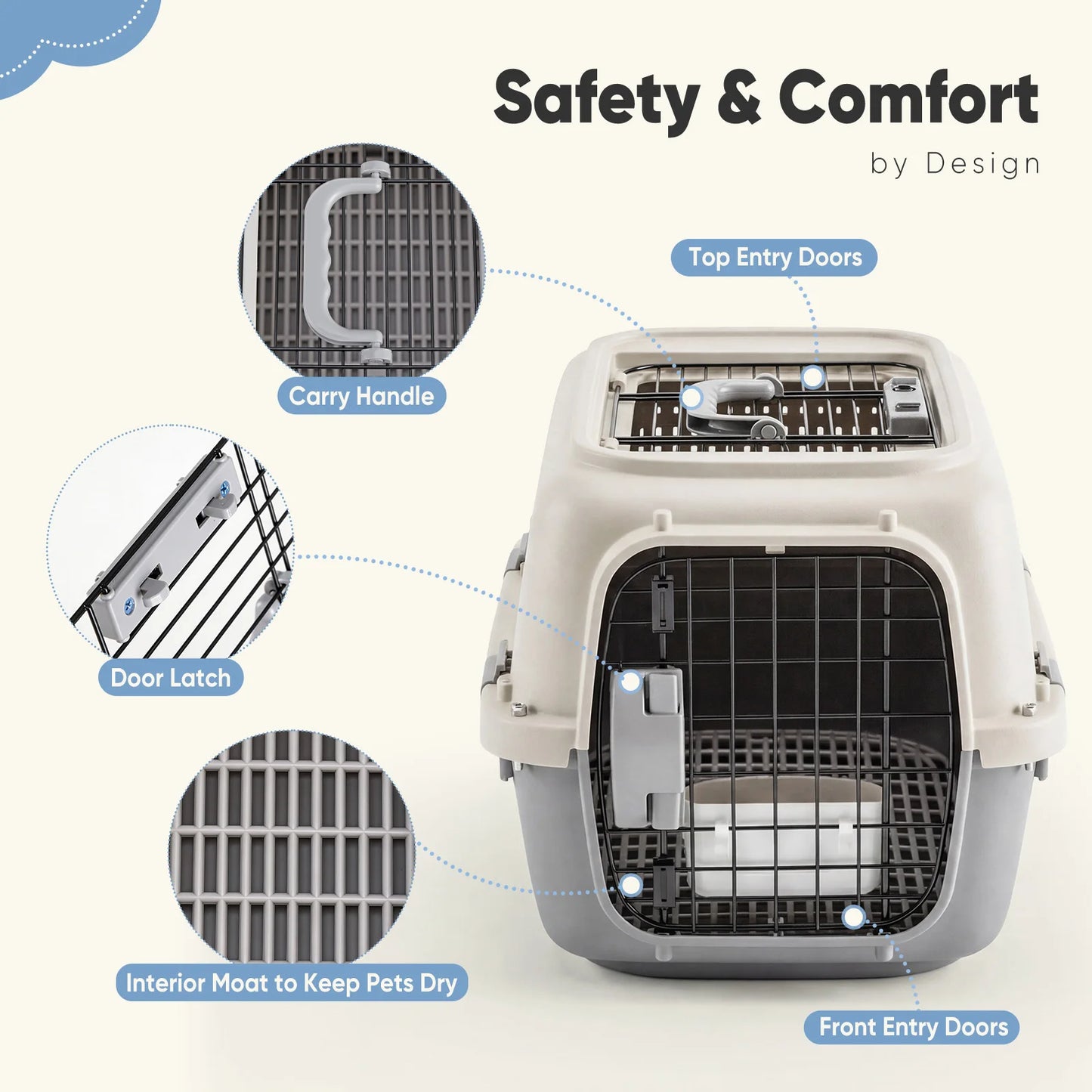 Pet Carrier For Dogs And Cats Front Top Load Crate