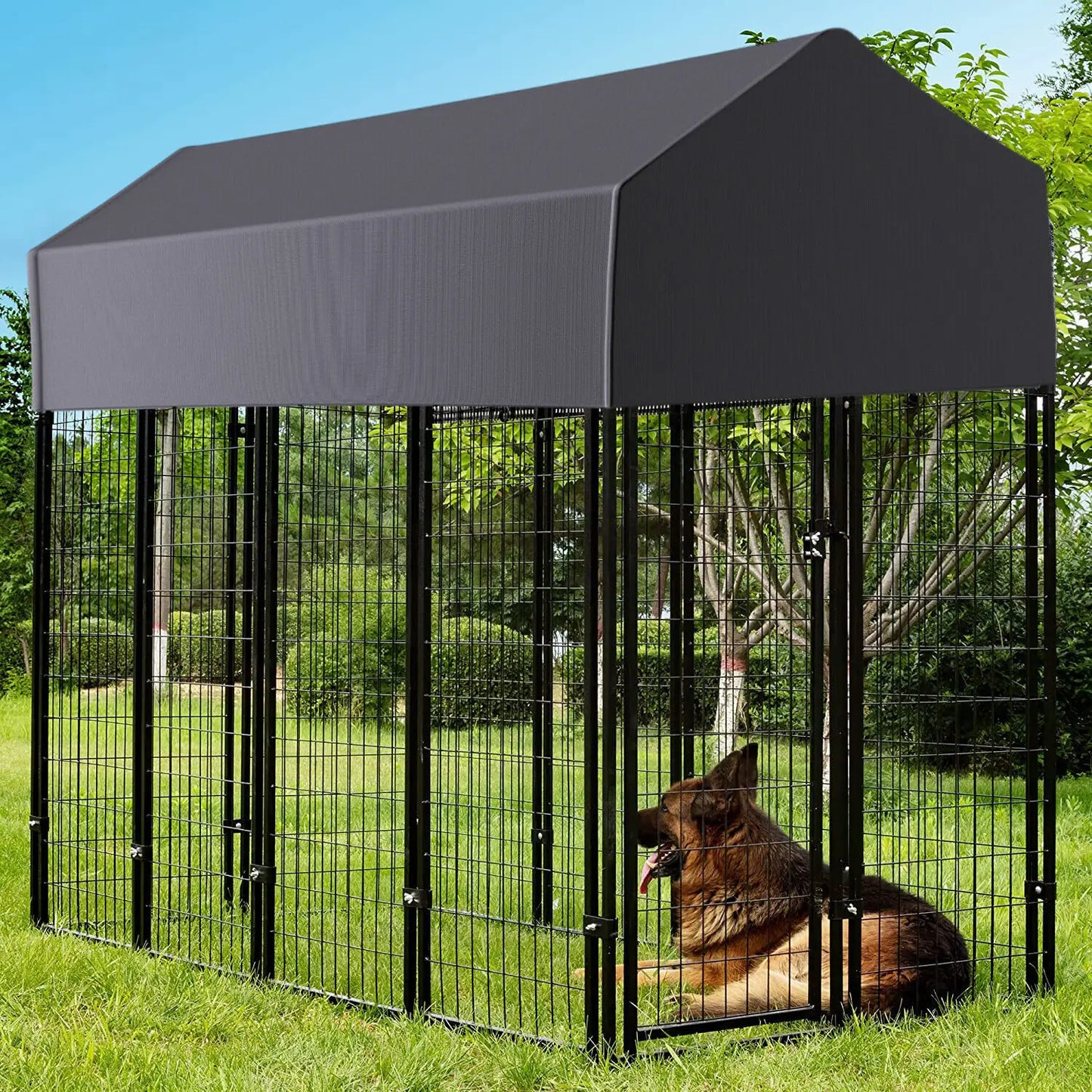 Outdoor Welded Wire Dog Kennel With UV Cover