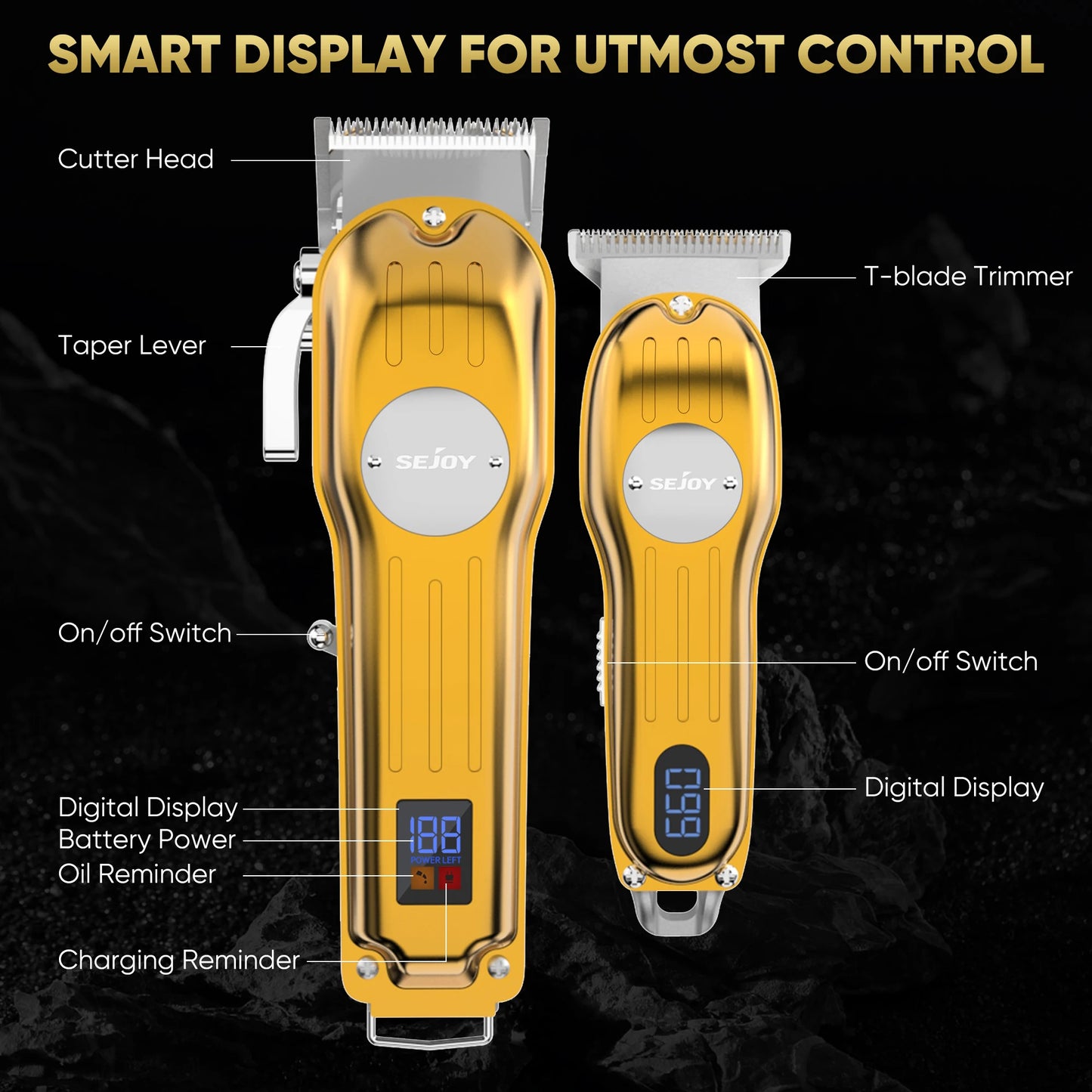 Sejoy Professional Hair Clipper Set Cordless Rechargeable For Men