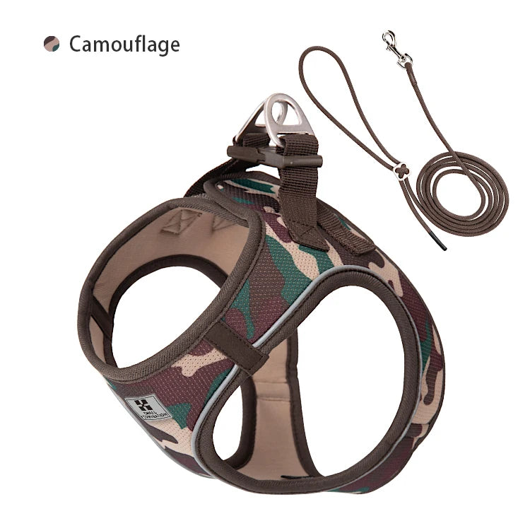 Dog Harness Leash Set for Small-To-Medium Dogs Reflective Adjustable