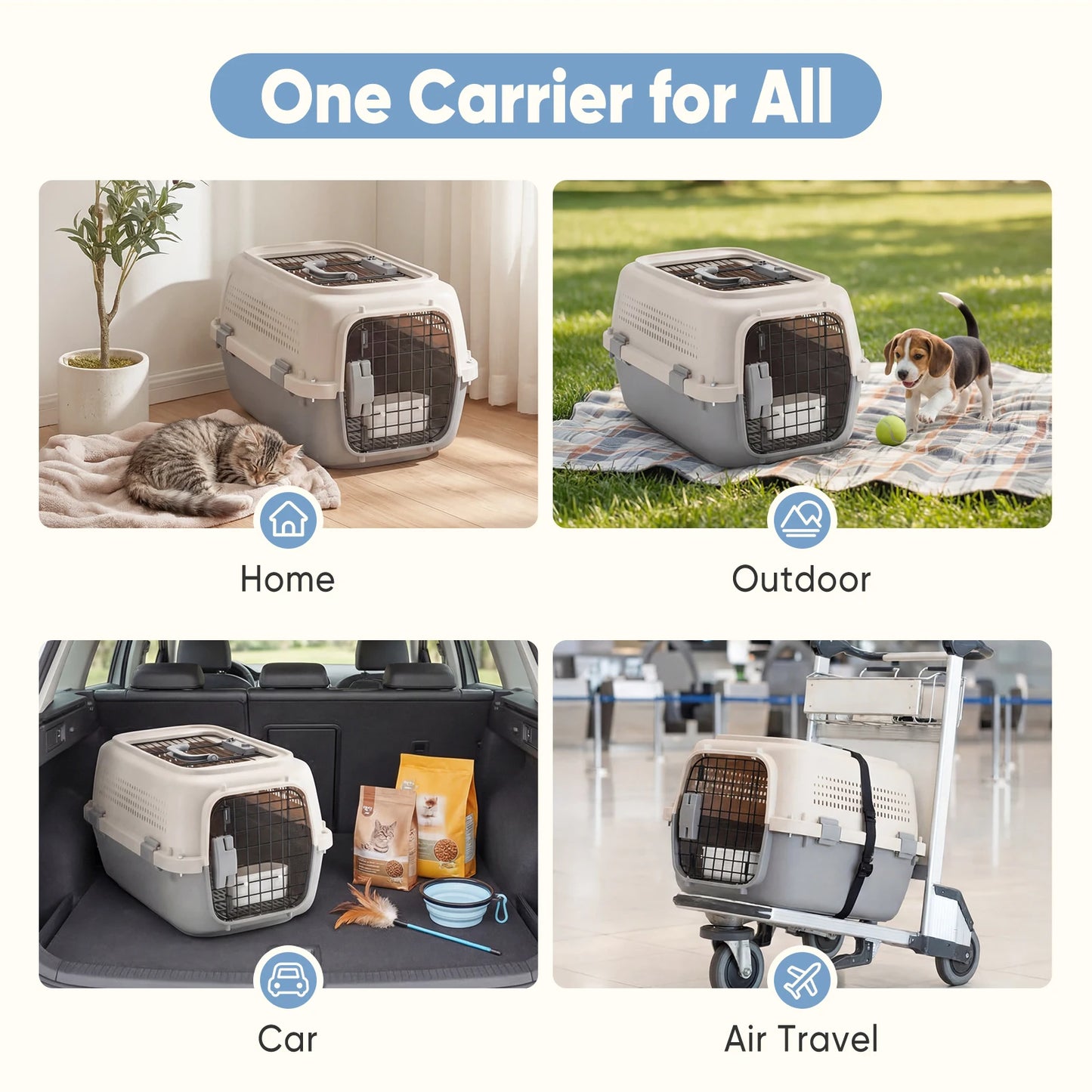 Pet Carrier For Dogs And Cats Front Top Load Crate