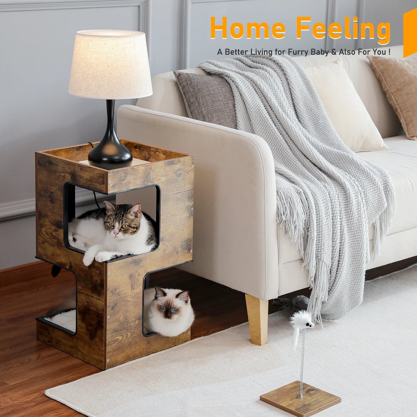 PAWZ Road Wood Cat Condo With Removable Soft Mats Tower