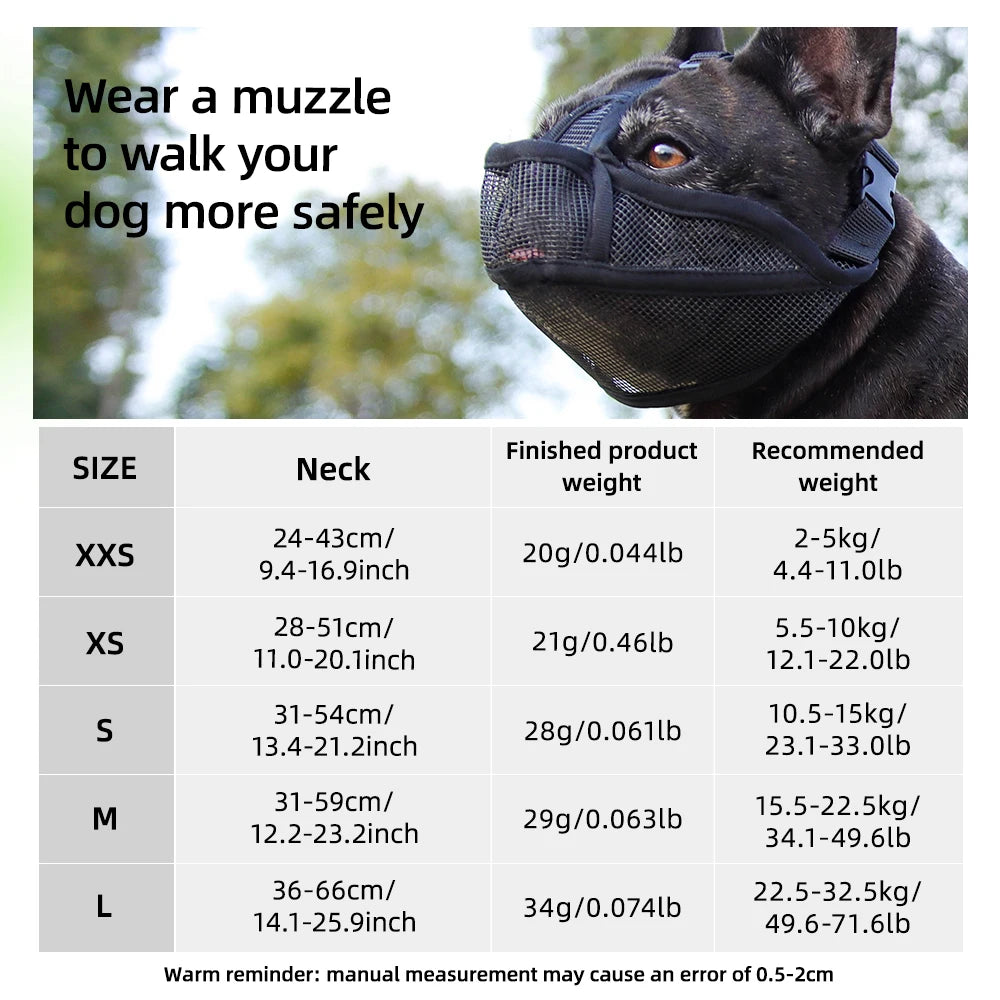Breathable Dog Muzzle For Short Snouted Breeds Prevent Barking