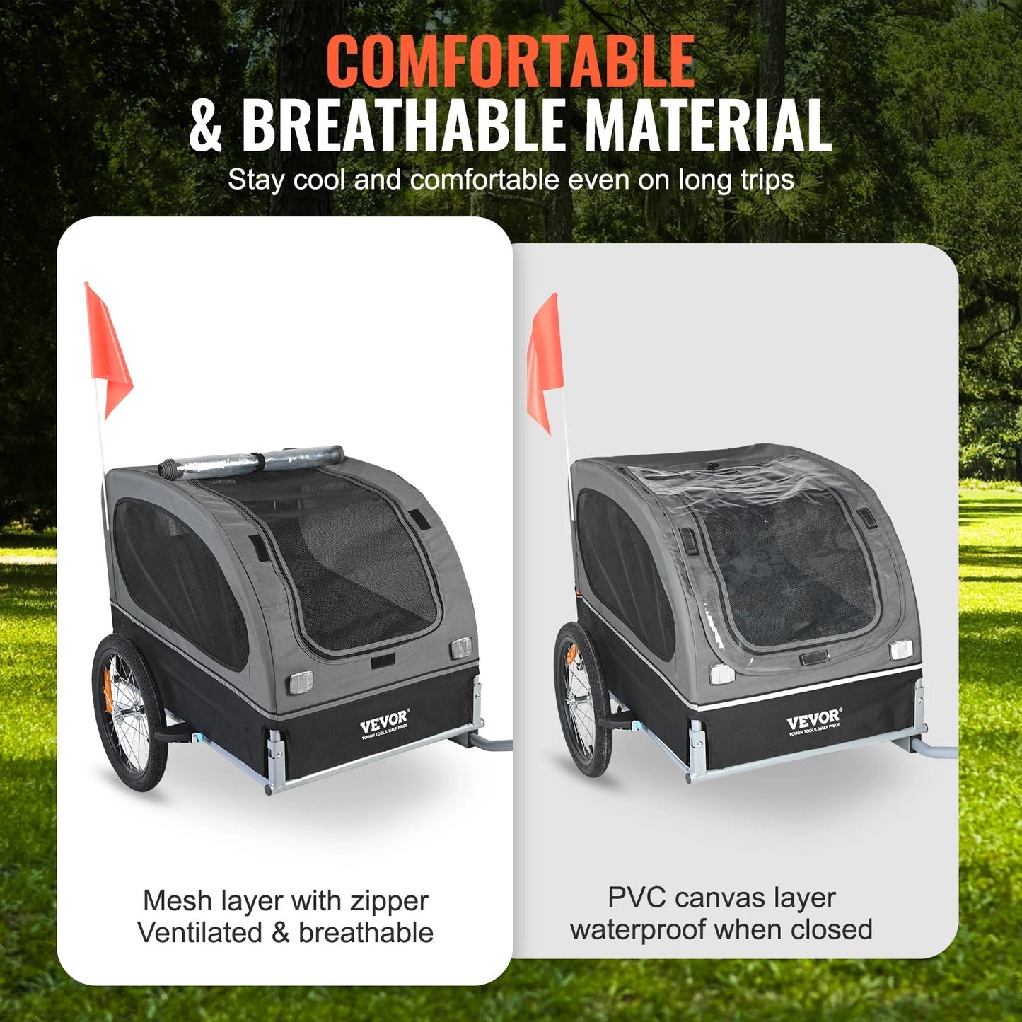 SucceBuy Dog Bike Trailer 88 Lb Capacity Foldable Pet Cart With Wheels