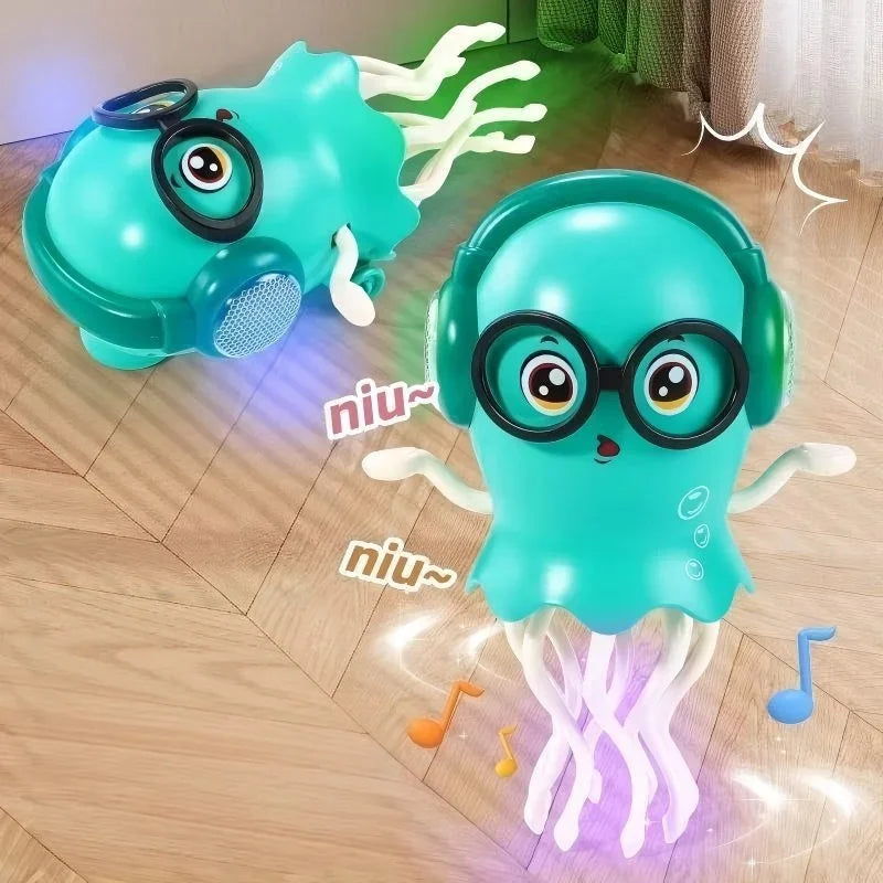LED Crawling Jellyfish Cat Toy With Music And Obstacle Detection