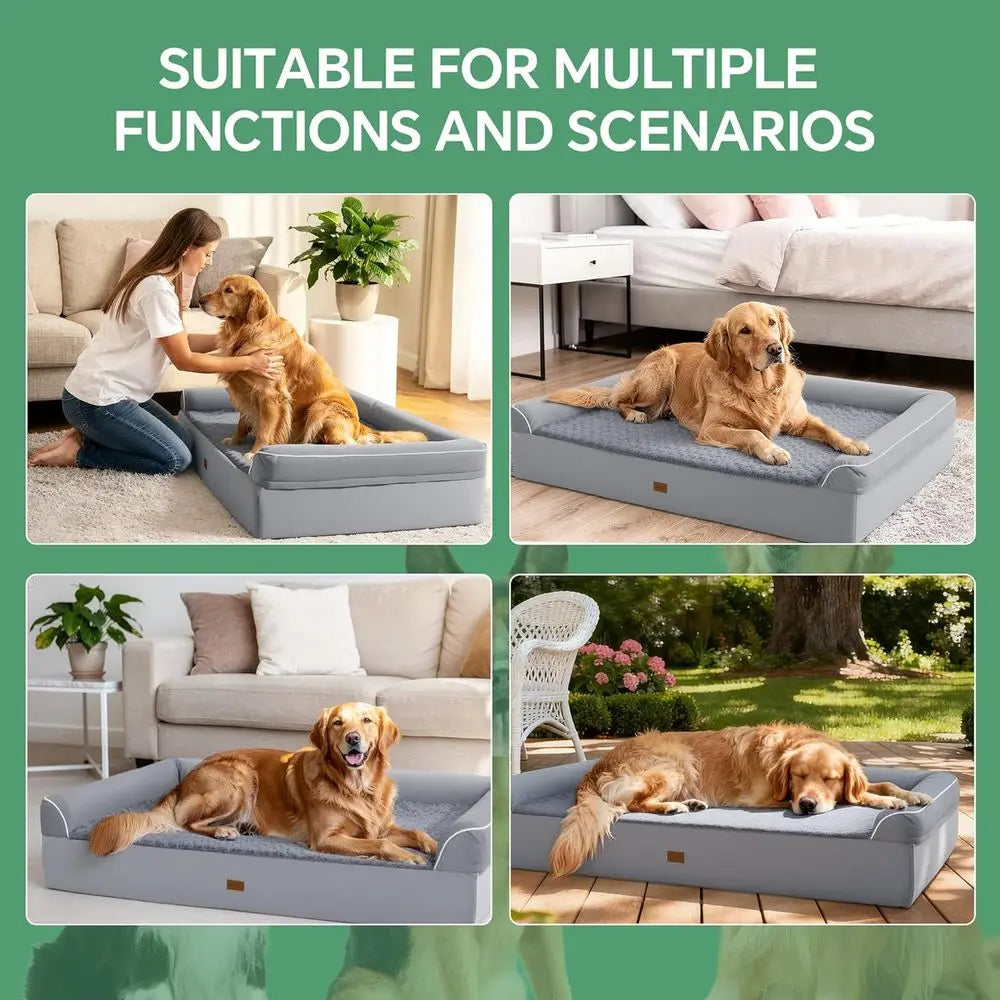 Orthopedic Dog Bed With Double Memory Foam Waterproof Cover