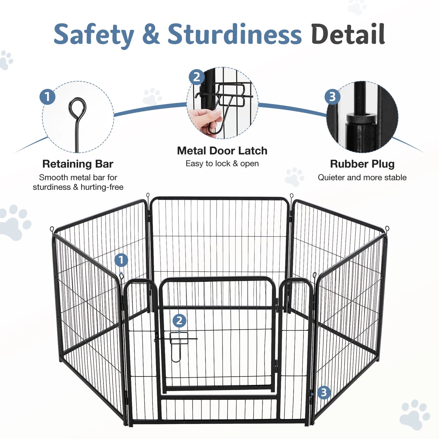 JHK Foldable Metal Dog Playpen 6 Panel Pet Fence Outdoor
