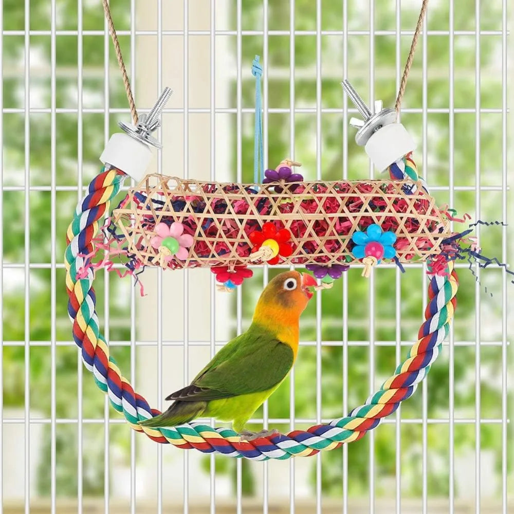 Bird Chew Toys For Parrots Cage Hanging Paper Ball Foraging