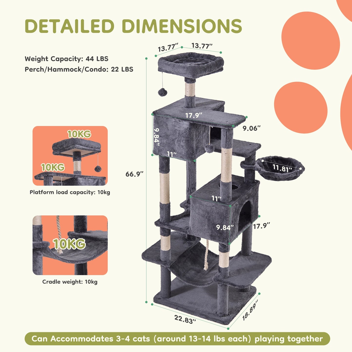 JHK Cat Tree Tower Multi Level Climbing With Condo