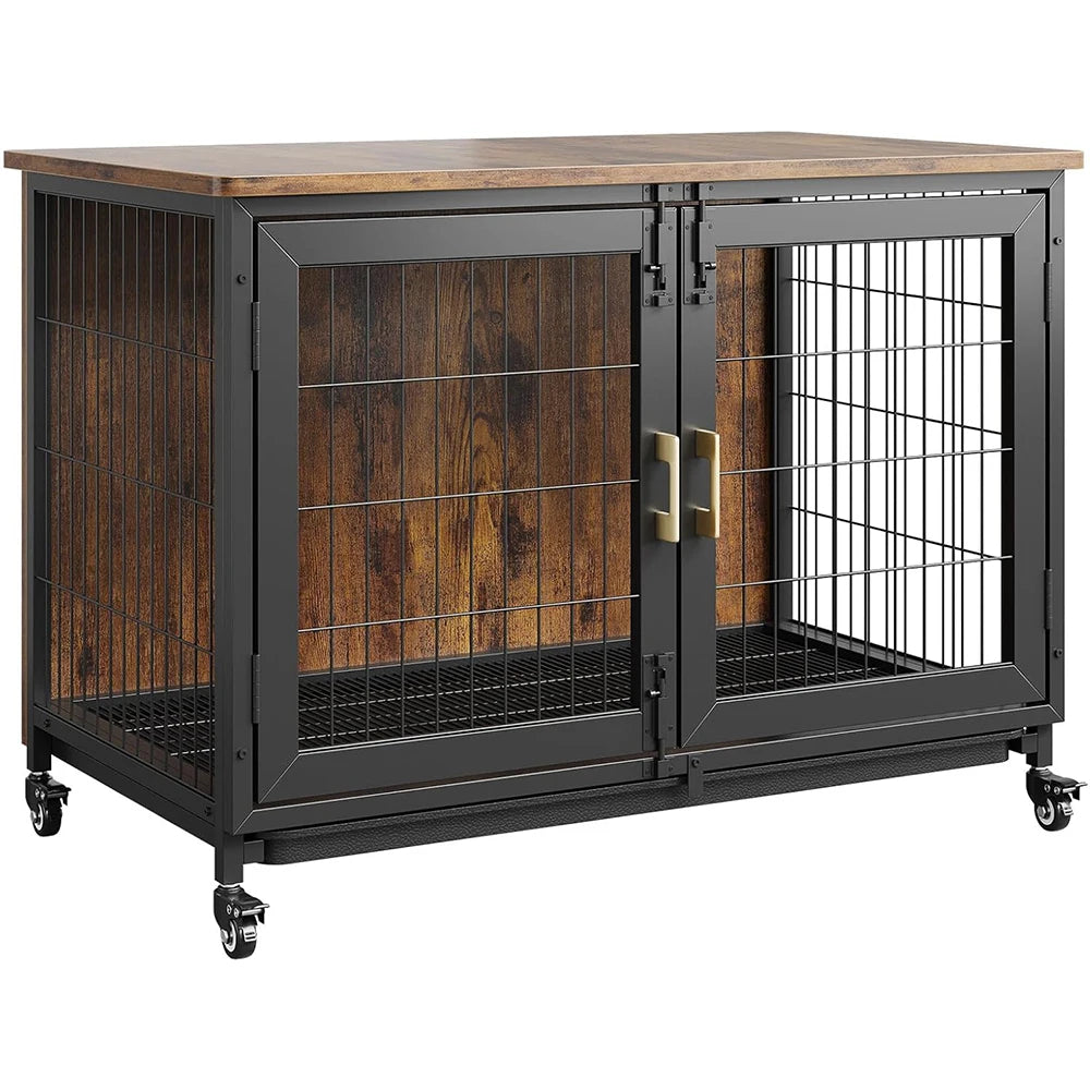 HiMISS Wooden Dog Crate End Table With Durable Steel Frame