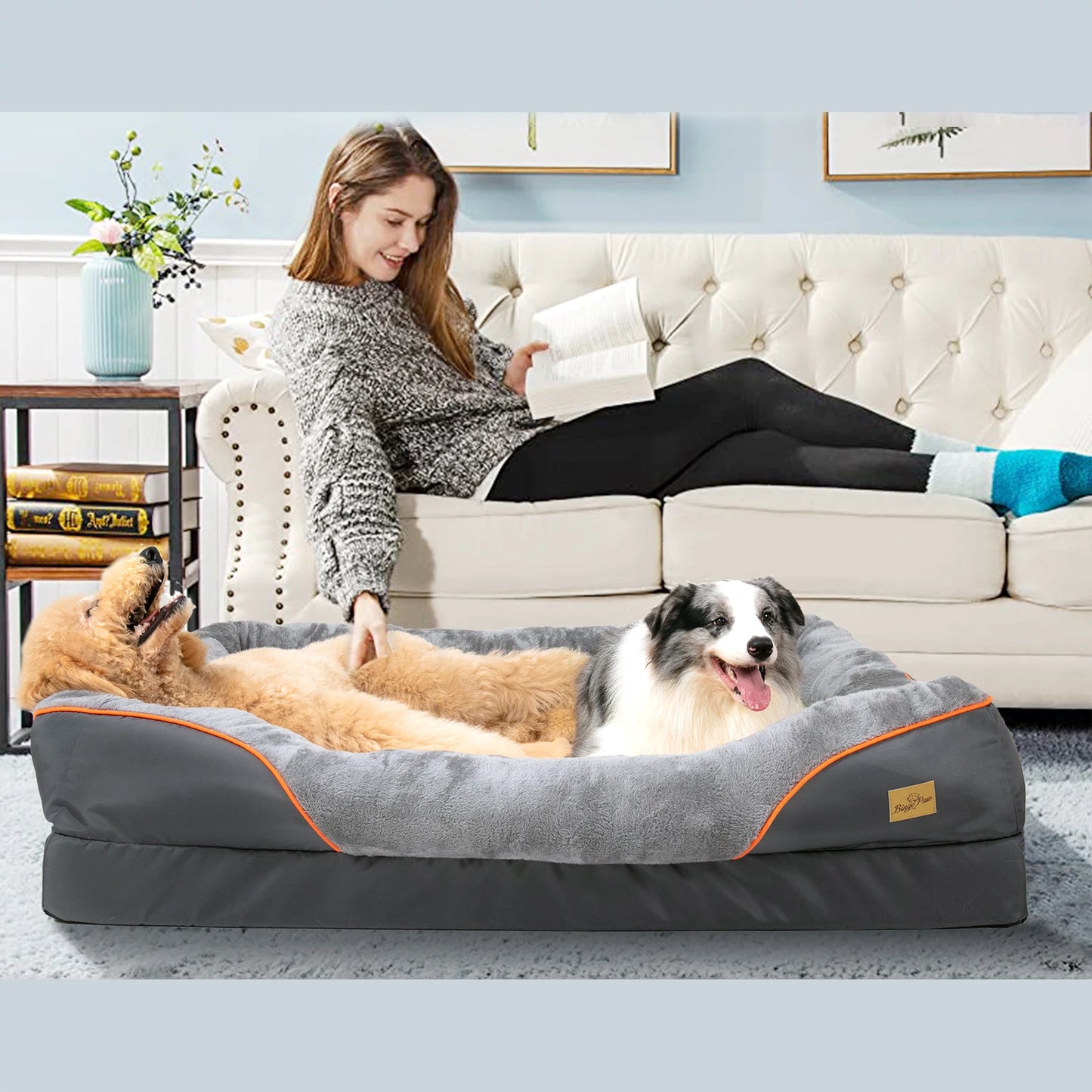 BINGOPAW Dog Bed Removable Washable Cover Anti Allergy Waterproof Warm Fleece