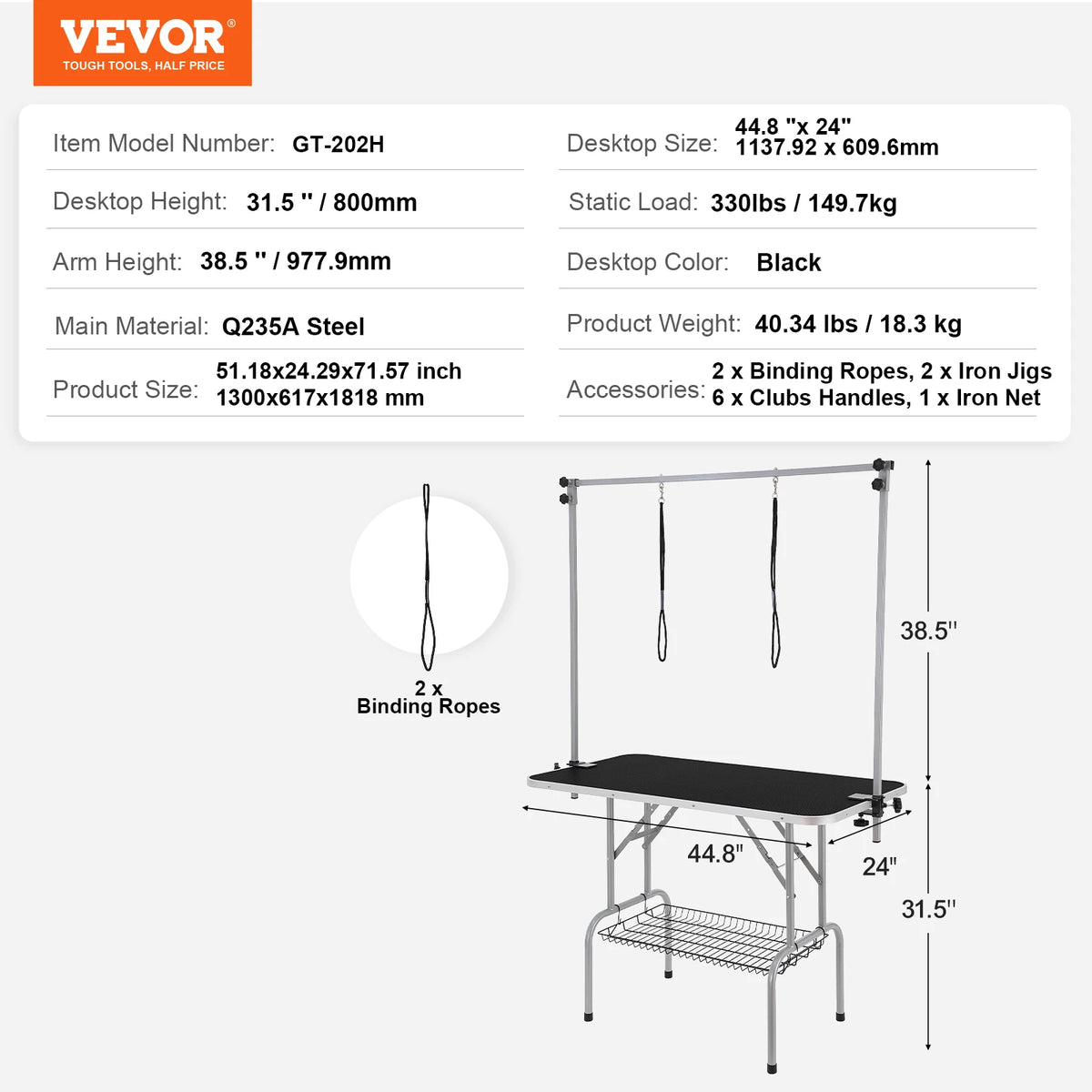 Professional Pet Grooming Table With Dual Arms And Clamp