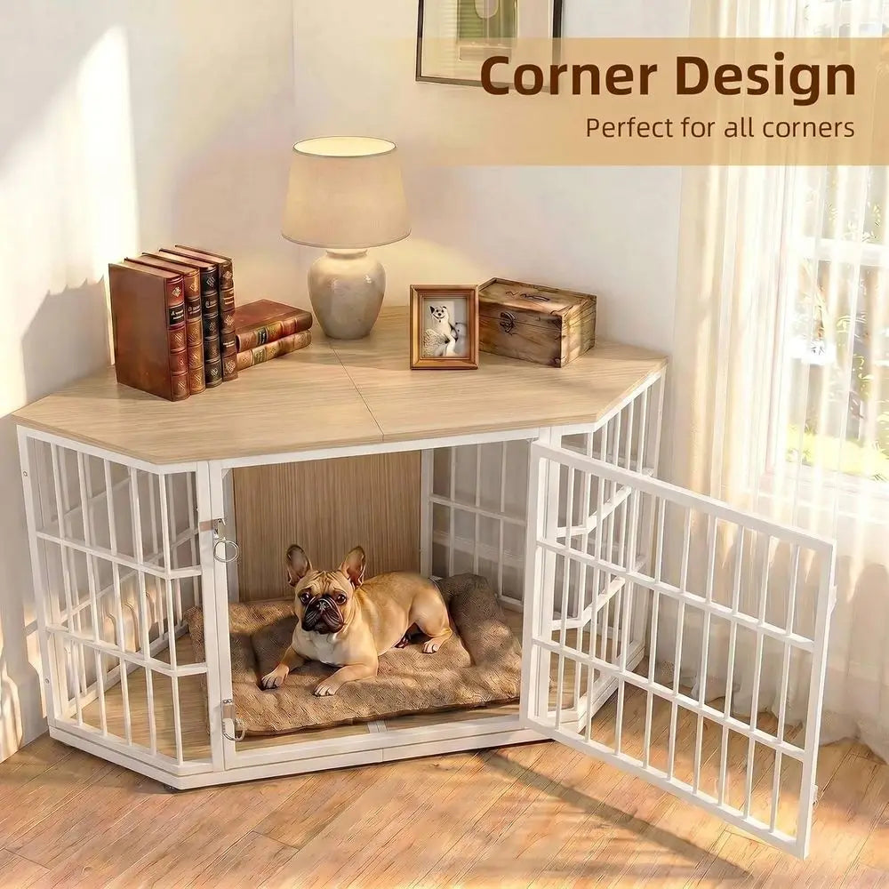 Lockable Wooden Dog Crate Furniture End Table For Dogs