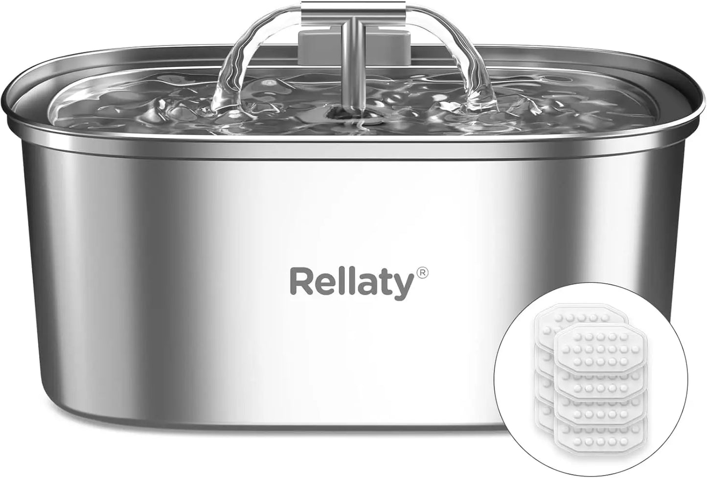 Stainless Steel Water Fountain with Filter for Cats and Dogs