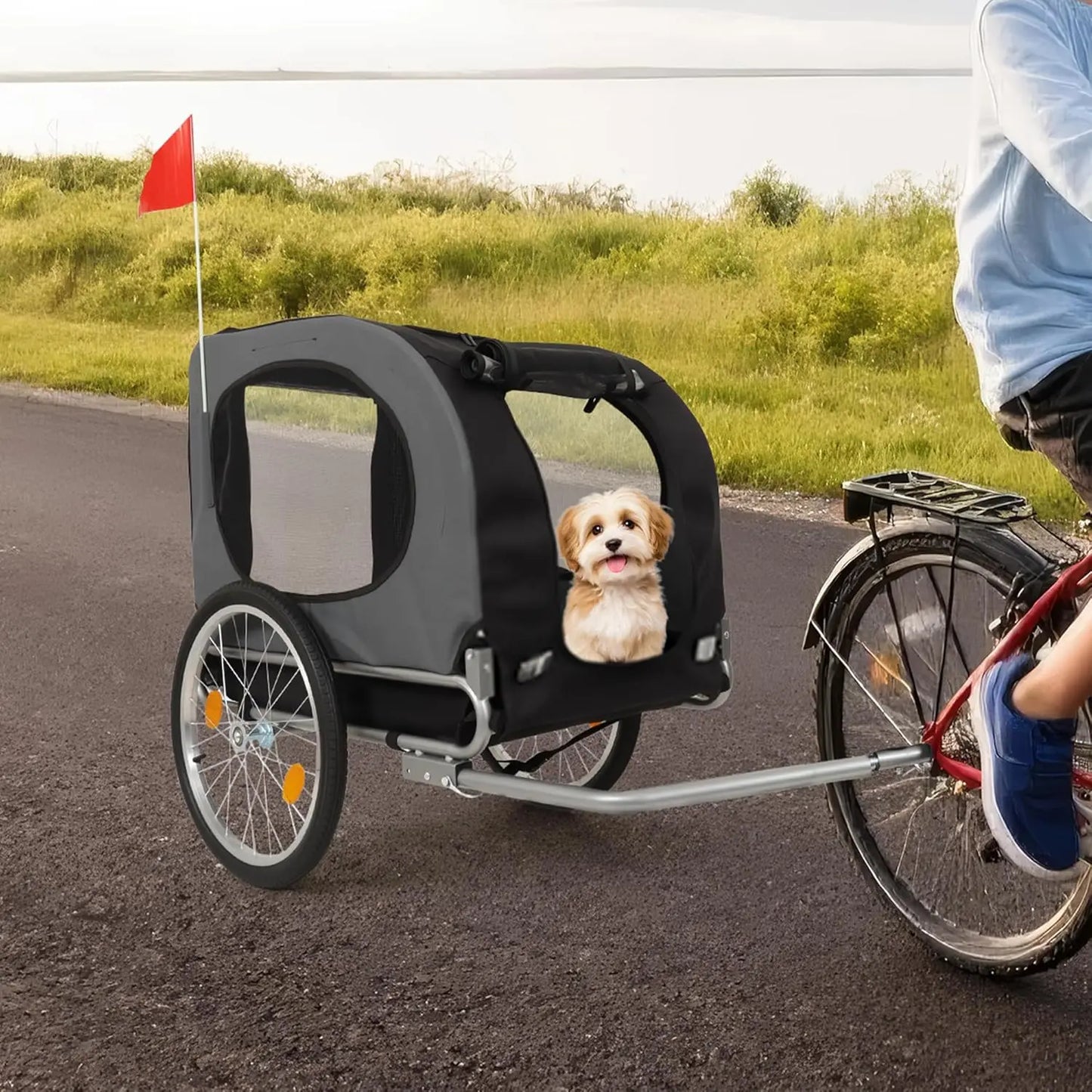 HiMISS Steel Dog Bike Trailer With Universal Coupler And Foldable Cart