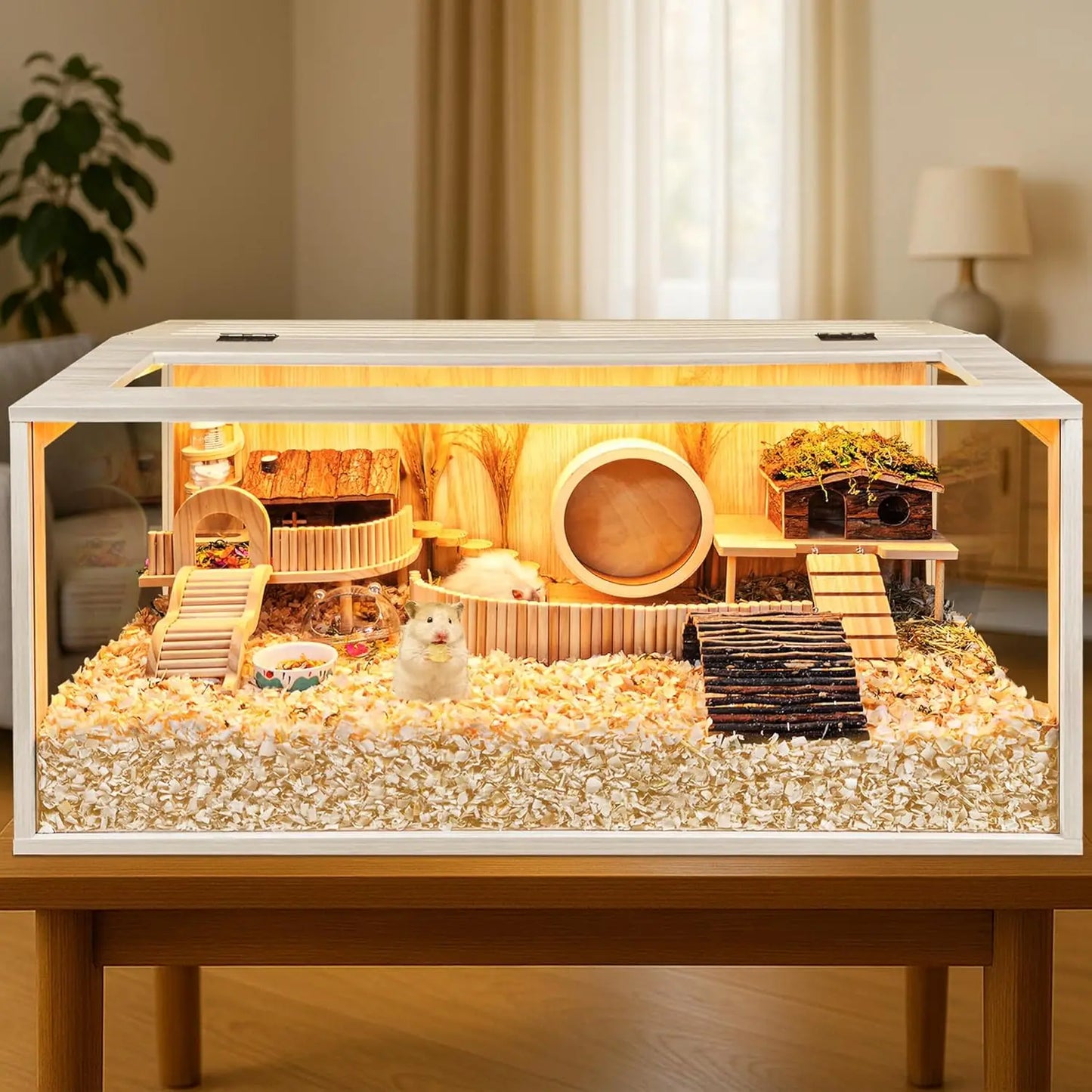 Chewproof Wooden Small Pet Cage With Openable Acrylic Top