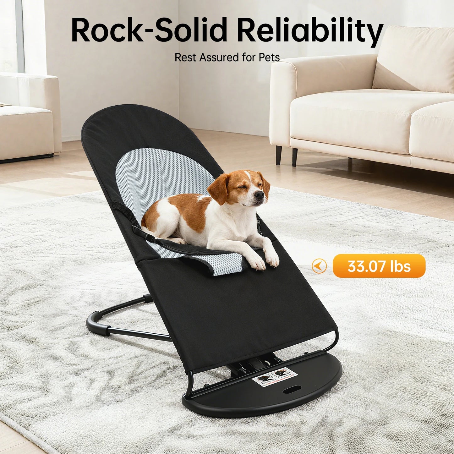 Pet Rocker Bed Foldable Rocking Chair With Stainless Steel Bracket