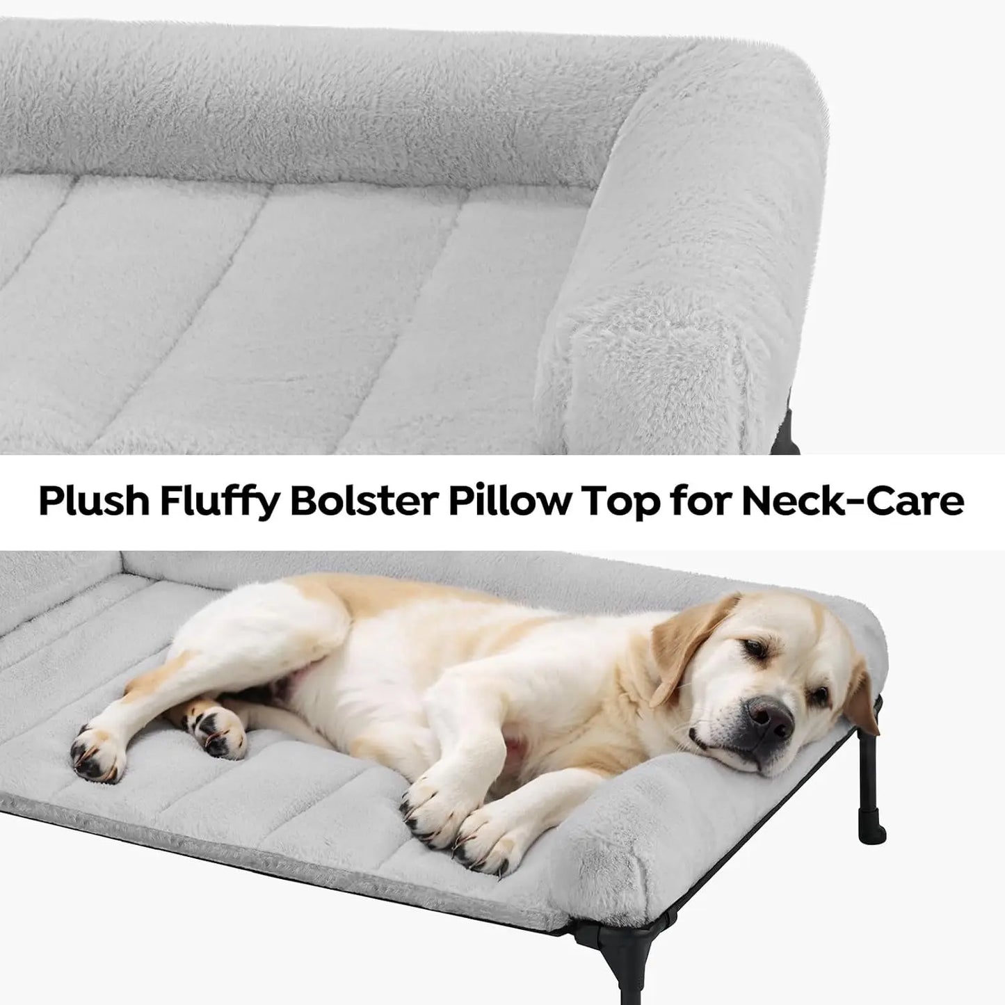 Elevated Orthopedic Dog Bed With Fluffy Bolster For Pet Comfort