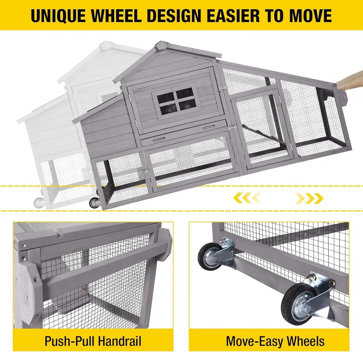 Mobile Chicken Coop With Wheels For Outdoor Backyard