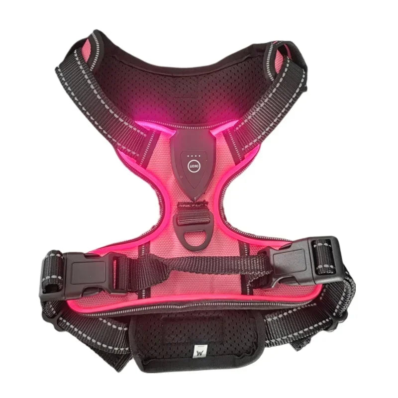 NONECN Led Luminous Dog Harness No-Pull Adjustable Rechargeable Vest