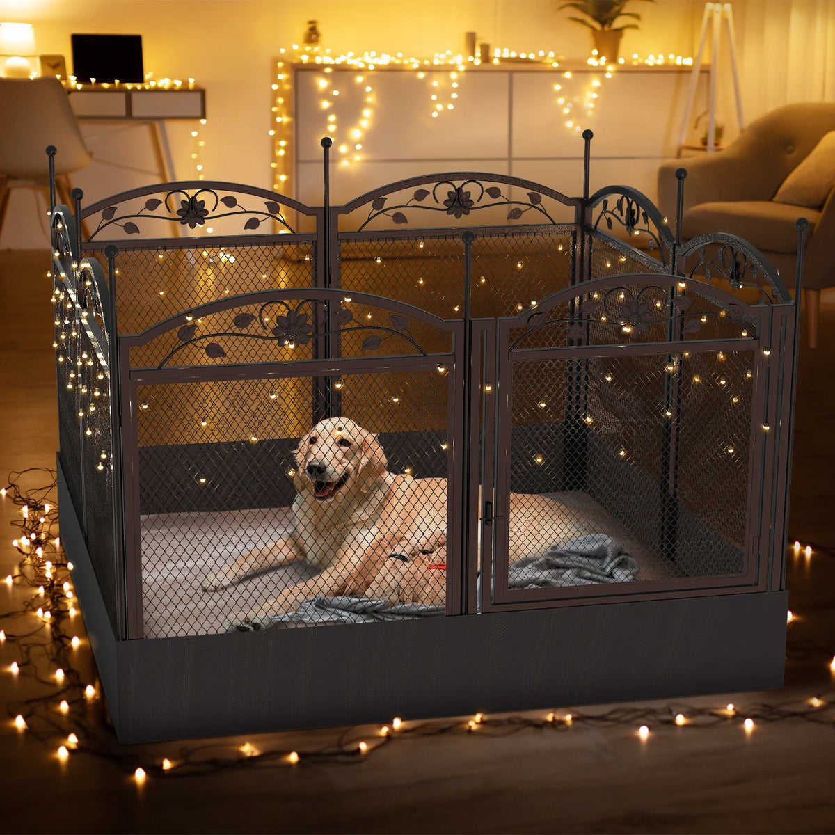 Bingopaw Foldable Metal Dog Playpen Exercise Fence With Gate