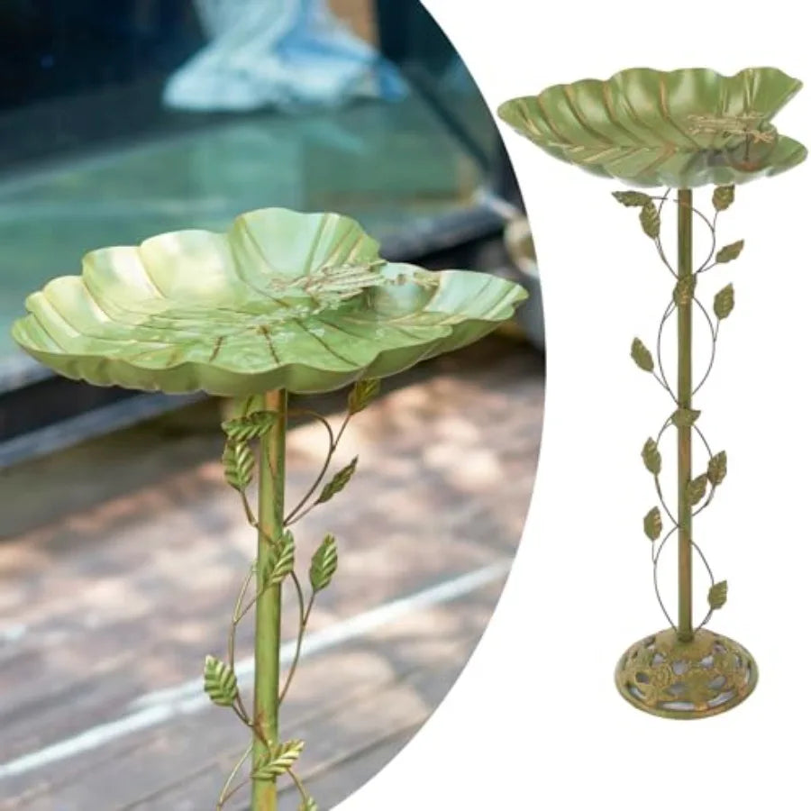 Cast Iron Pedestal Bird Bath For Outdoors Garden Decor