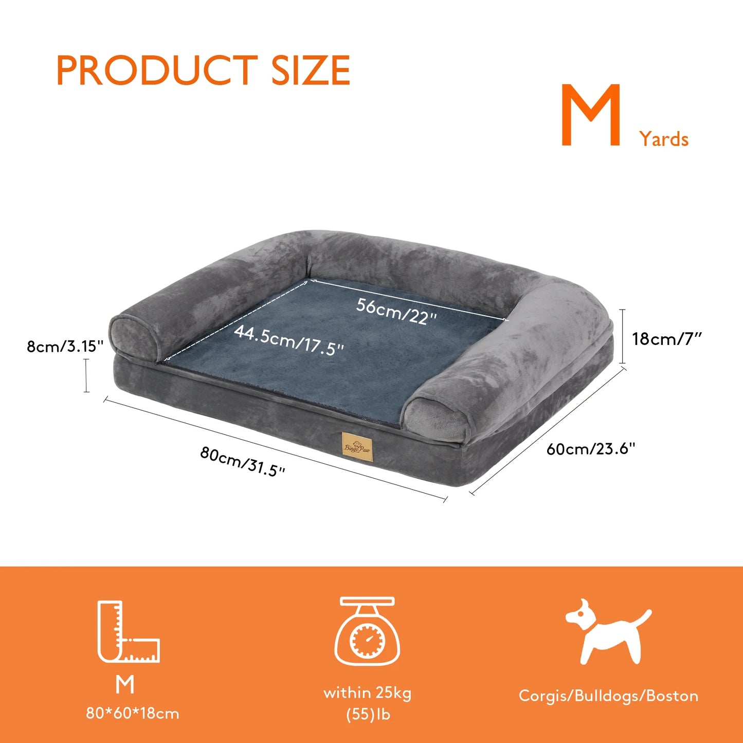 BINGOPAW Orthopedic Dog Bed Cushion With Removable Cover