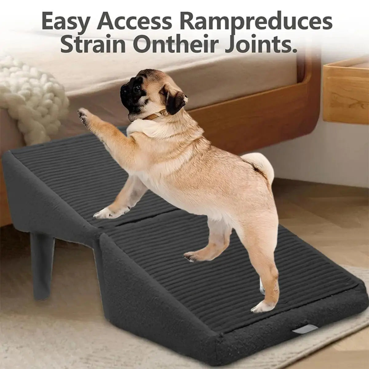 Foldable 2-In-1 Dog Ramp Stairs Non Slip for Small Pets