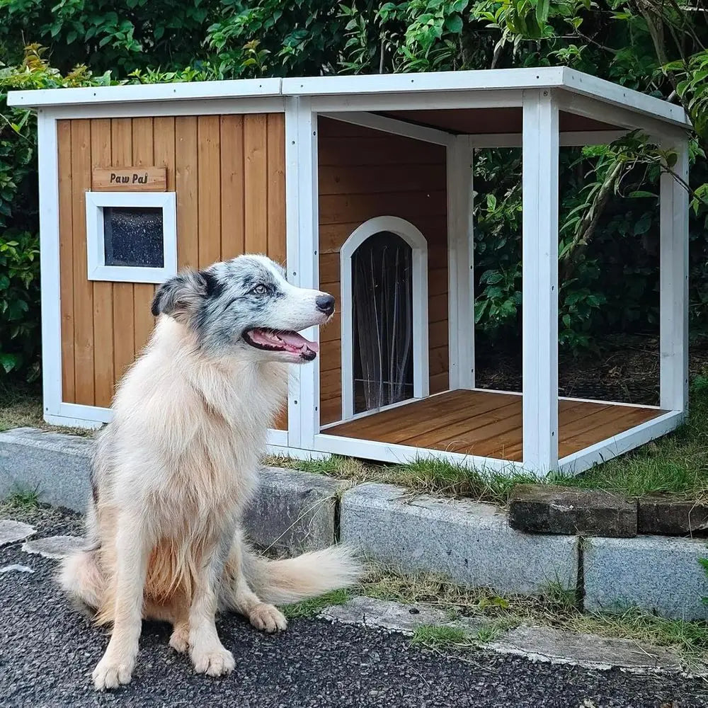 Weatherproof Insulated Outdoor Dog House With Elevated Floor And Roof