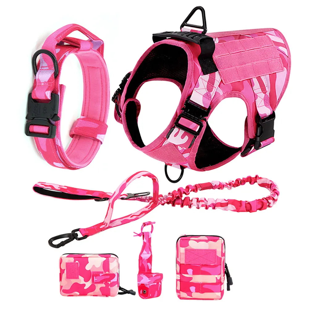 Military Style Padded Nylon Dog Harness With Quick Release Buckle