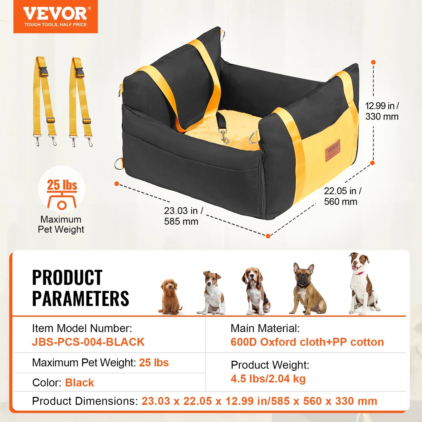 SucceBuy Waterproof Dog Car Seat Booster With Clip-On Safety Leash