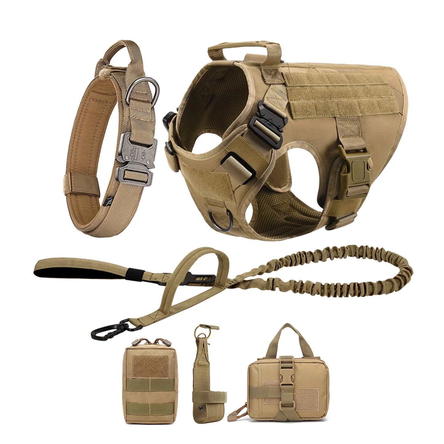 Tactical Dog Harness Vest With Molle Pouches For Medium To Large Dogs