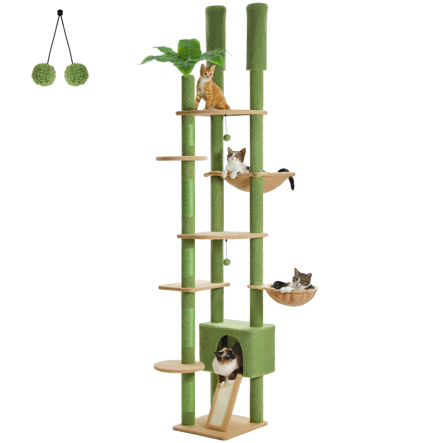 PAWZ Road Height Adjustable Wooden Cat Tree With Hammock Posts