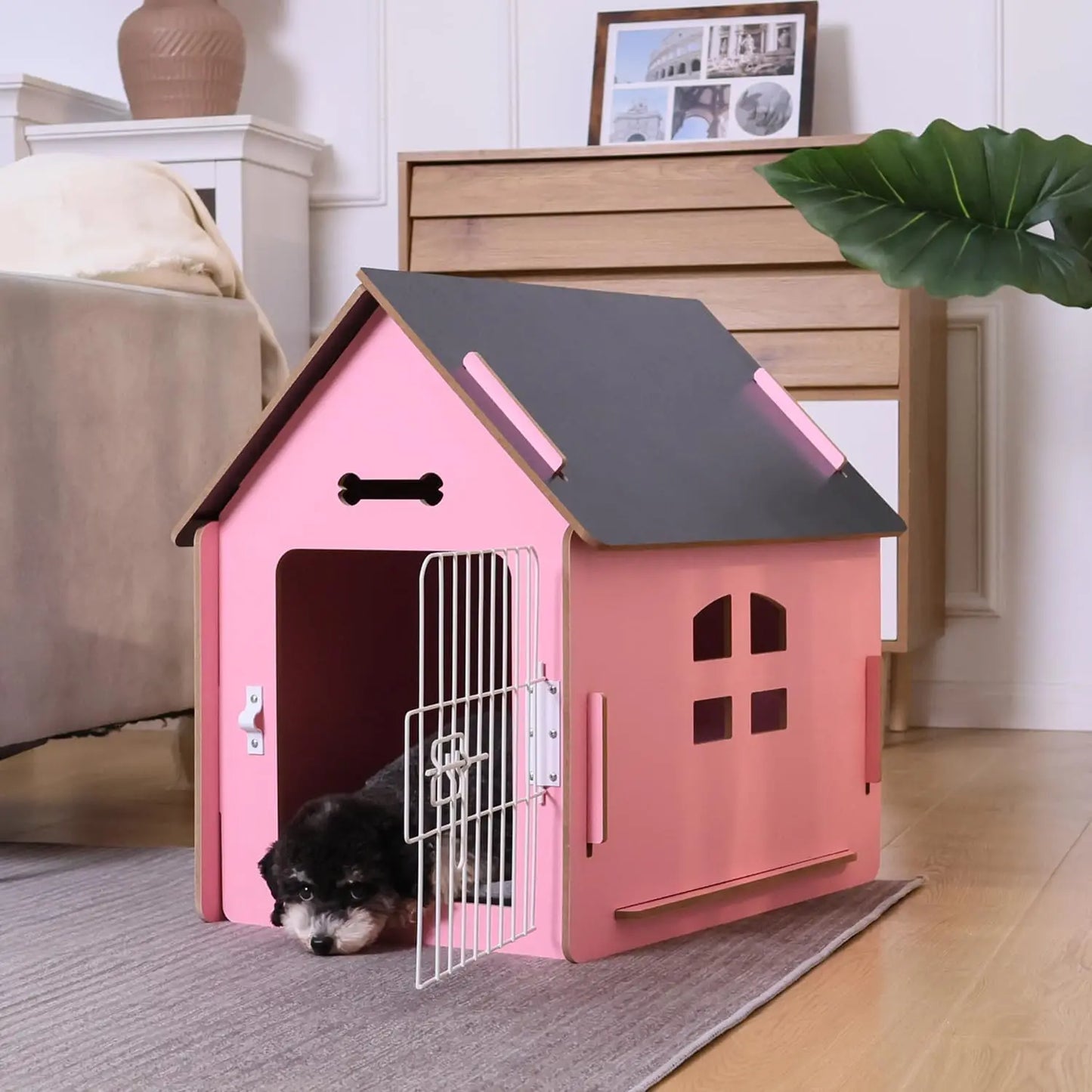 Cozy Wooden Indoor Pet House For Small Dogs And Cats With Air Vents