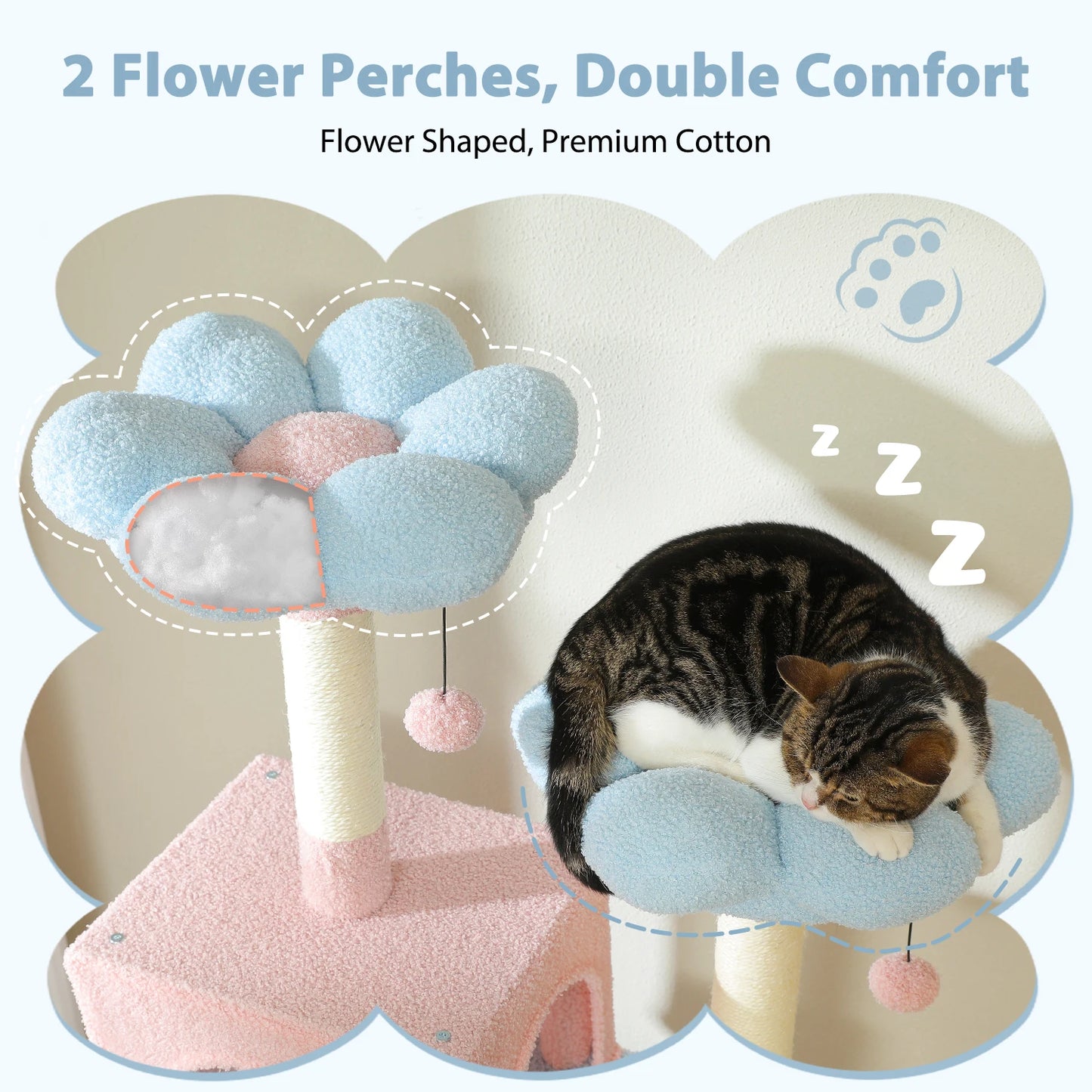 PETEPELA Cat Tree Tower With Sisal Scratching Posts