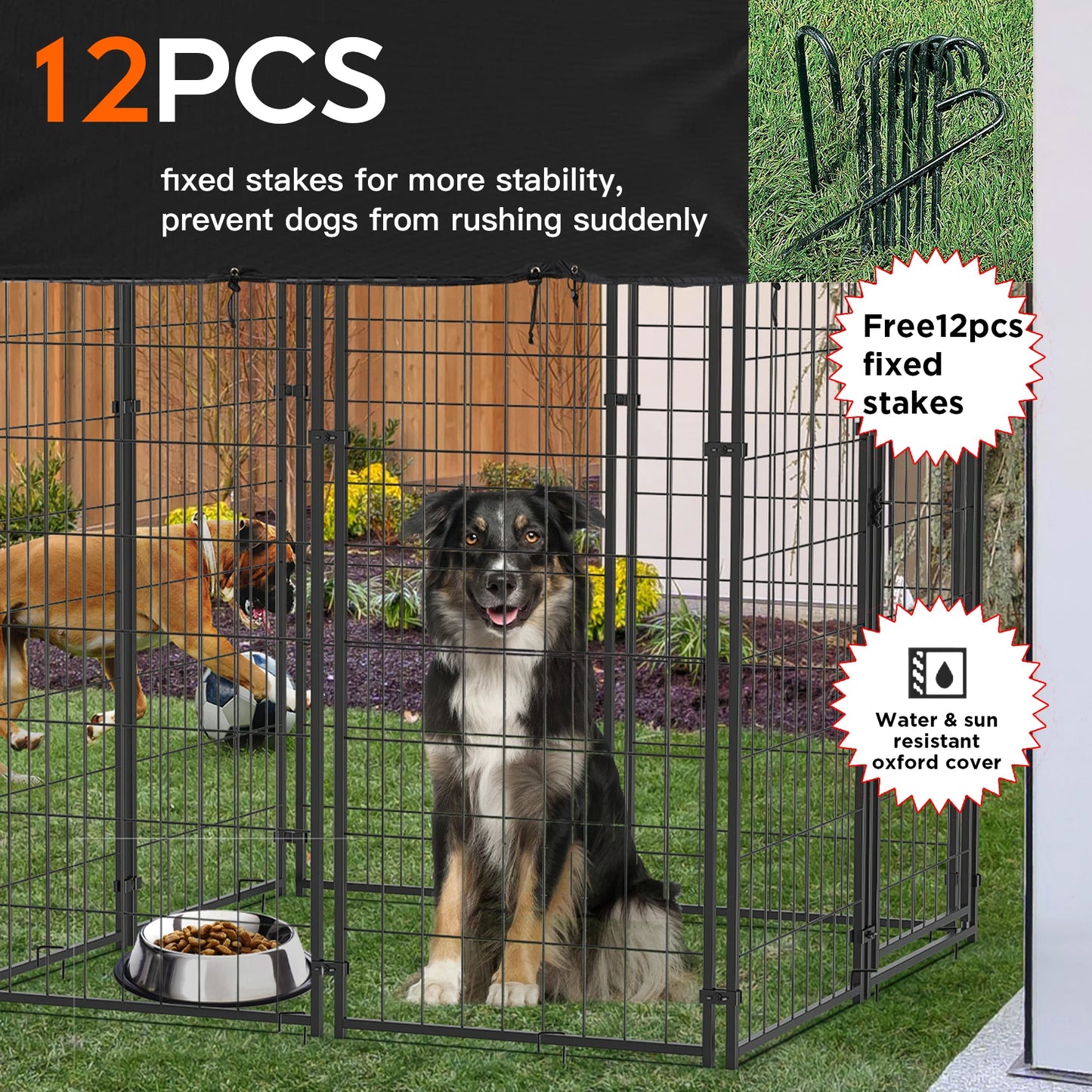 Outdoor Welded Wire Dog Kennel With UV Cover