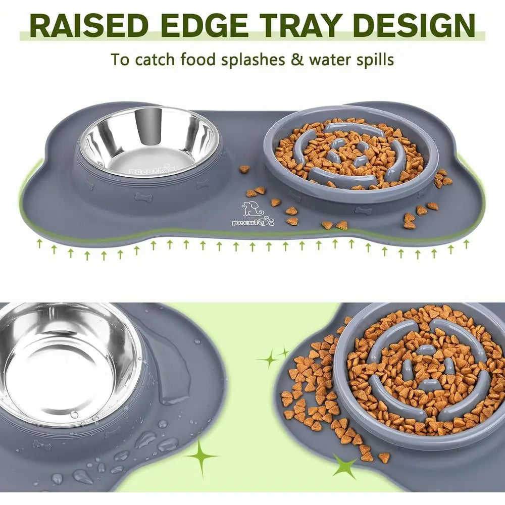 Slow Feeder Dog Bowl With Non Skid Silicone Mat Safe