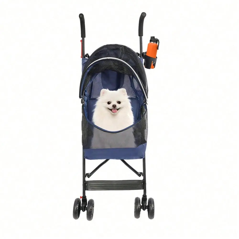 XMSJ Foldable Pet Travel Stroller With Four Wheels